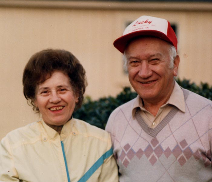 Karl and Ruth Diamond in their yard, circa 1996