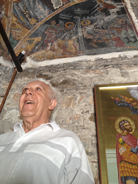 Jack admires the monastery interior where he lived during the Holocaust, on a visit in 2015.