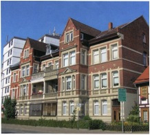 The Hochaus, or apartment house where Terry and her family lived in Wolfenbüttel, Germany. They occupied the entire floor with the roofed balcony.
