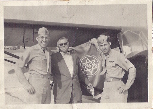 Marine Corps photo shows Manfred Judas, right, serving in his Jewish chaplain capacity.