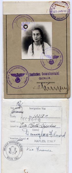 Eva Rosenfeld's immigration visa issued in Italy in 1940.