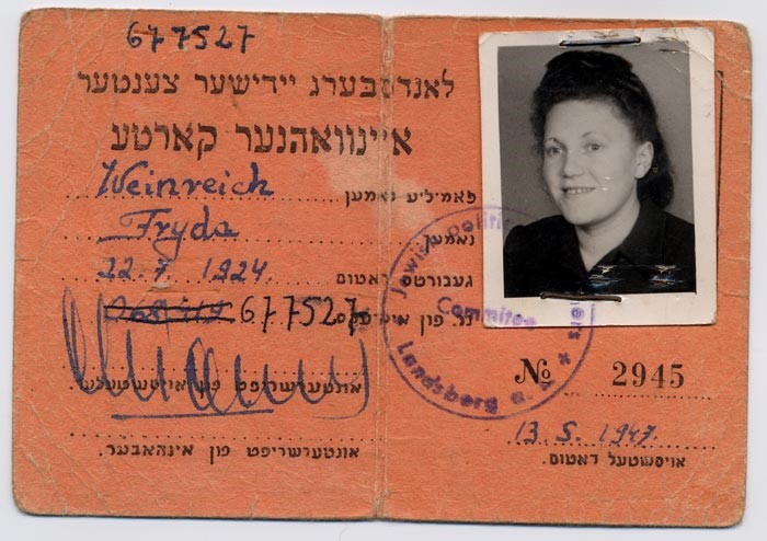 Frieda Weinreich’s Displaced Persons camp identification card from 1947.