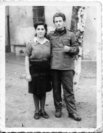Sara and Jack Seidner in the Displaced Persons Camp in Cremona, Italy, 1945.