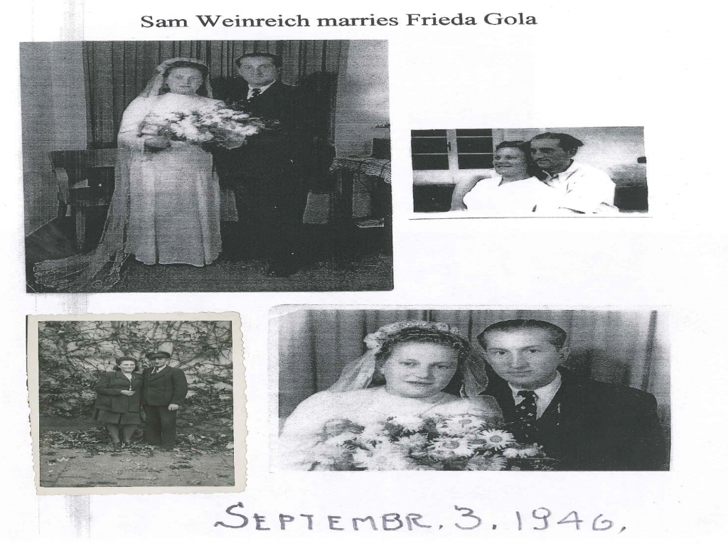 Clipping page showing the romance and marriage of Sam and Frieda Gola