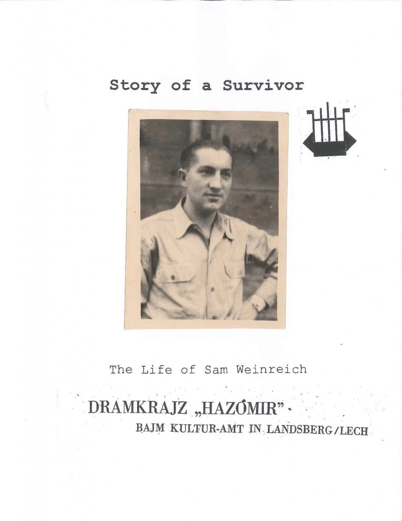 Title page of Story of a Survivor by Dramkrajz Hazomir about the life of Sam Weinreich